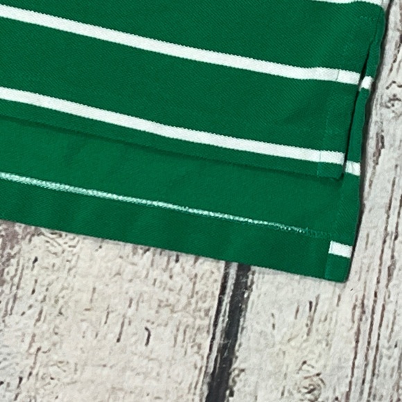 Ralph Lauren Green and White Striped Mens Preppy Golf Golfer Polo Shirt - Picture 5 of 6